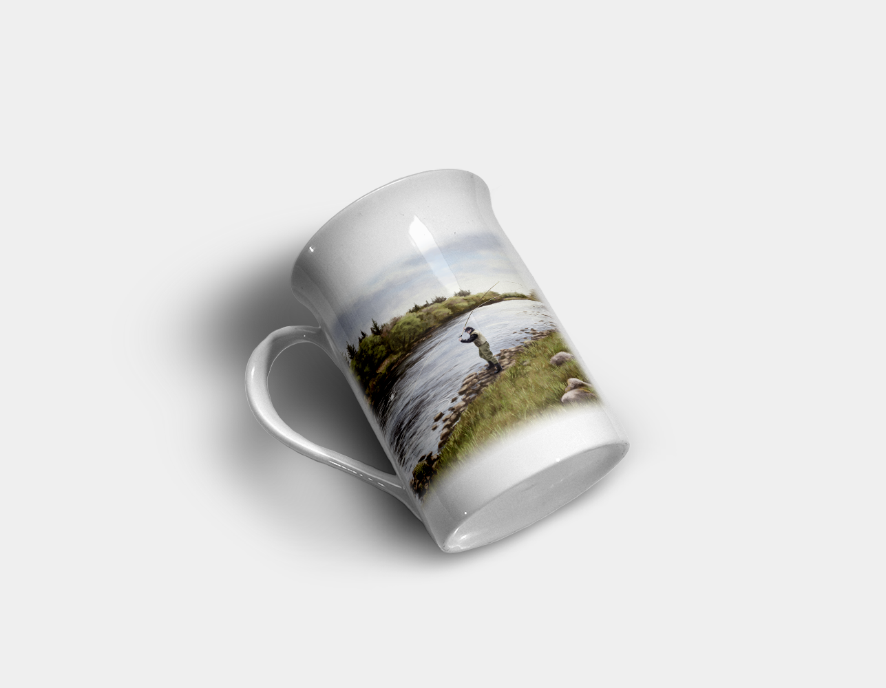 Country Images - Personalised Highland Collection - Printed Bone China Mug  (Fly Fishing)